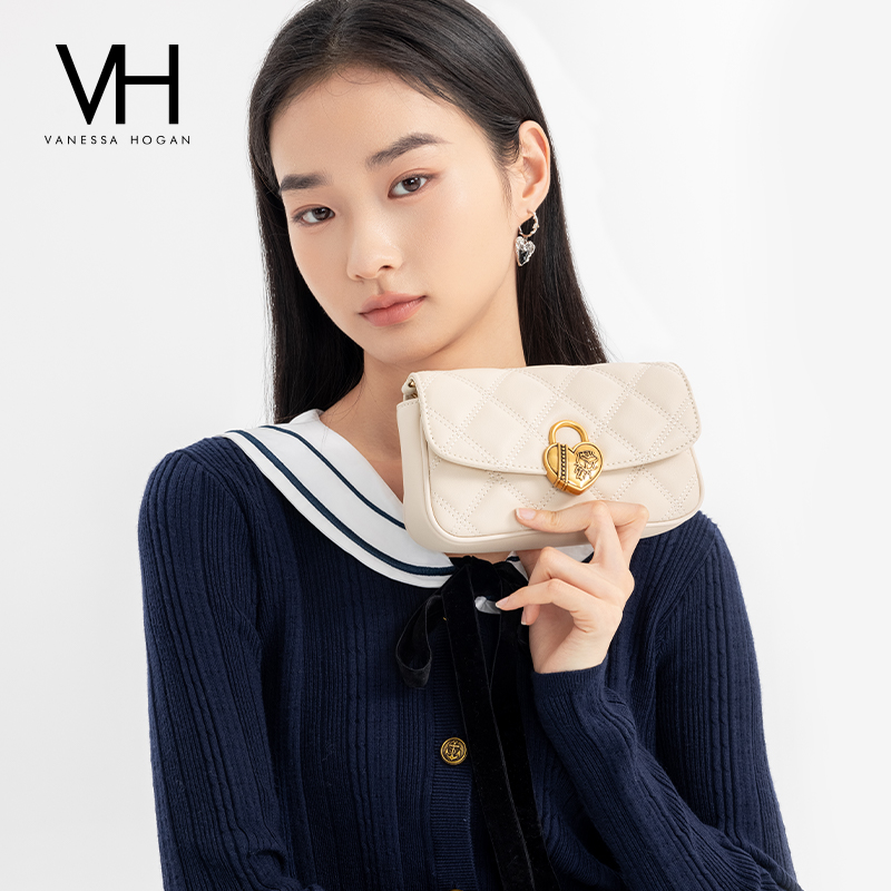 VH心动玫瑰锁包包简约菱格链条包