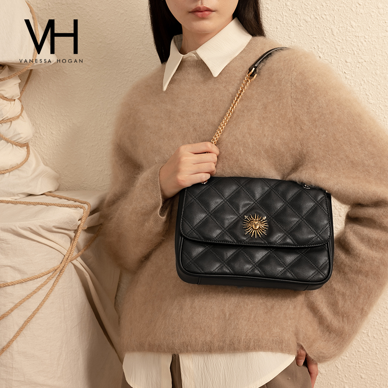 VH女包茵然单肩包中号菱格纹软包