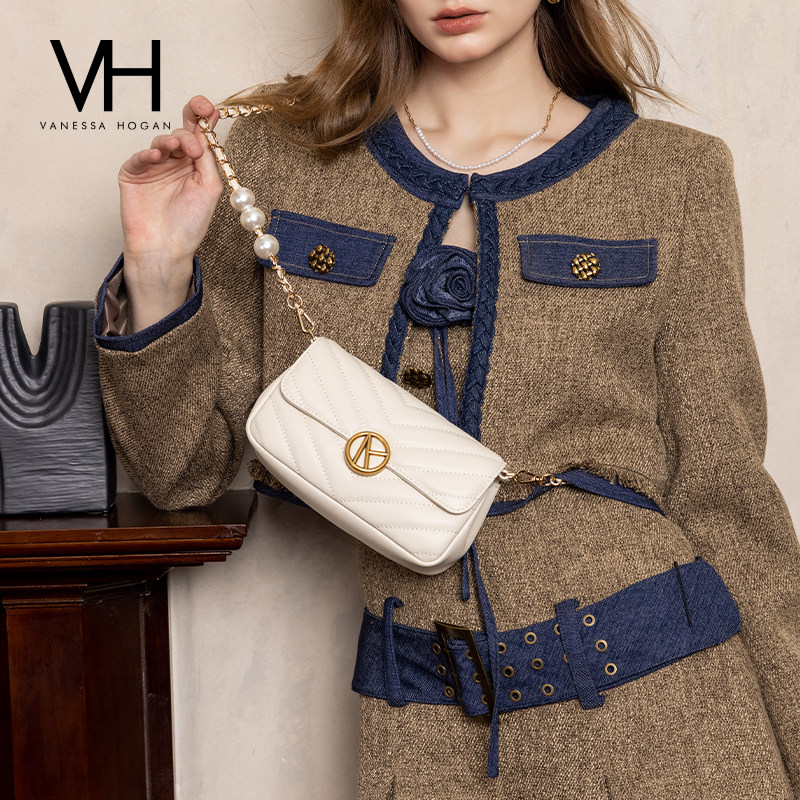 VANESSA HOGANVH女包雅然斜挎包珍珠链条包高级感菱格单肩包优雅,箱包皮具/热销女包/男包,小方包,淘宝优惠券,粉丝福利购,淘宝优惠卷