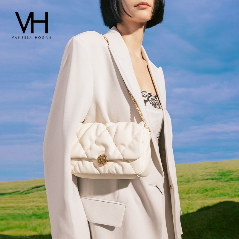 VH女包链条斜跨包柔软牛皮单肩包
