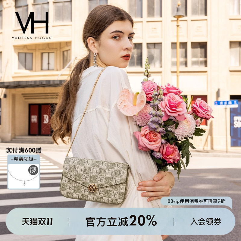 VH女包山茶花信封包小众高级感包包老花链条小方包百搭单肩斜挎包