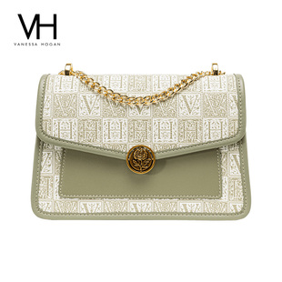 VH女包西洛方包山茶花复古老花链条斜挎包百搭高级感小方包单肩包