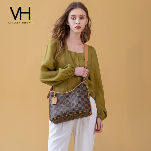 VH女包老花系列凯琳托特包精致简约大容量Hobo包包老钱风单肩包包