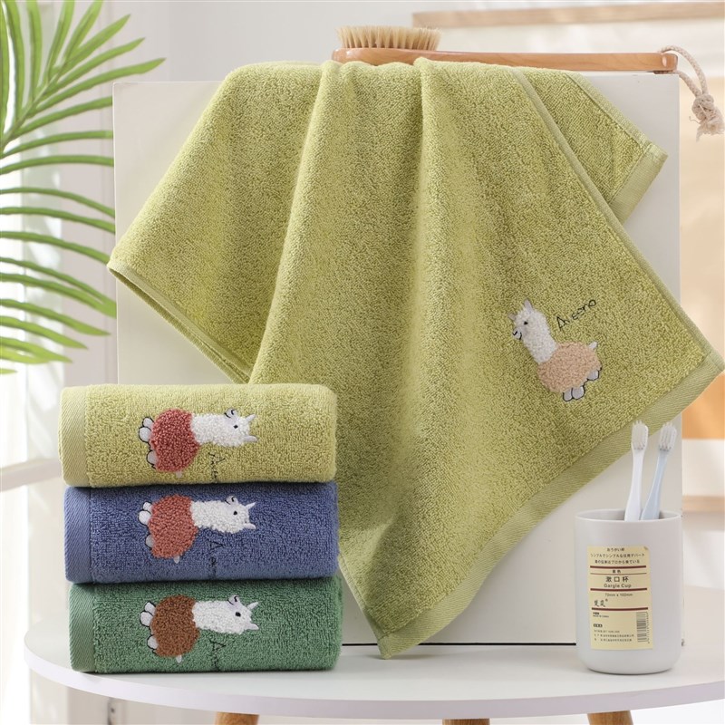 清新羊驼毛巾 棉洗脸家用吸水柔软儿童加厚儿童可爱洗脸擦手毛巾