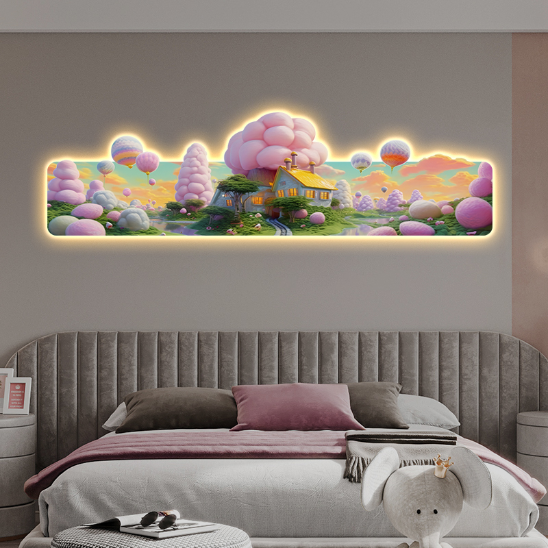 卡通儿童房装饰画移动城堡气氛灯画糖果屋温馨卧室床头挂画壁画图片