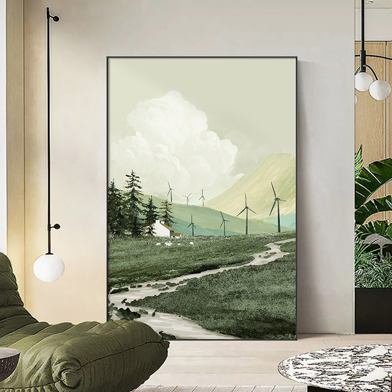 雪川风景手绘大芬油画村装饰画客厅肌理画玄关挂画走廊过道落地画图片