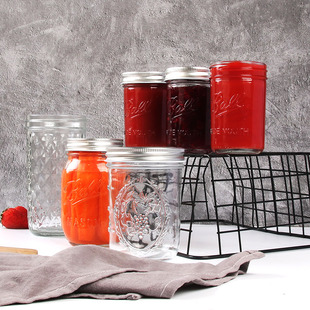 大号宽口梅森罐密封空瓶隔夜燕麦杯果汁饮料罐头瓶带盖子