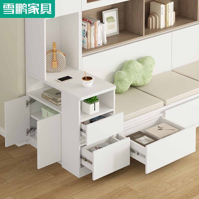 去客厅化卡座沙发书架一体整墙到顶带玻璃门落地展示柜F1-1