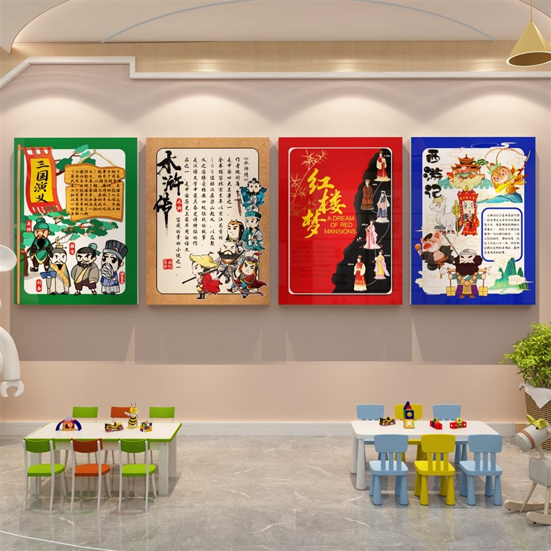幼儿园四大名著环创题文化墙面装饰成品贴绘本馆教室图书角布置