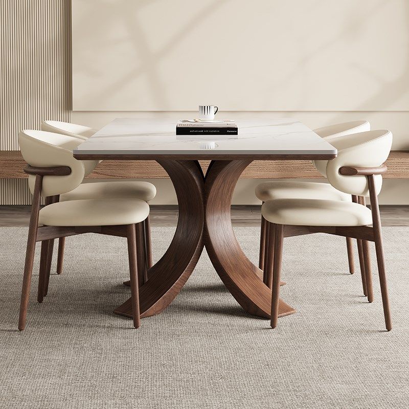 德利丰实木岩板餐桌高级感设计师款新长方形书桌全托吃饭桌子,住宅家具,岩板餐桌,淘宝优惠券,粉丝福利购,淘宝优惠卷