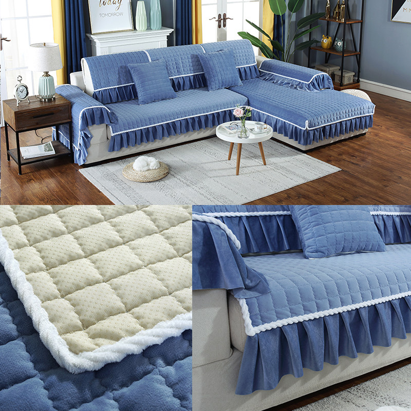 欧式冬季防滑加厚毛绒沙发垫全包盖布靠背巾罩皮沙发四季通用