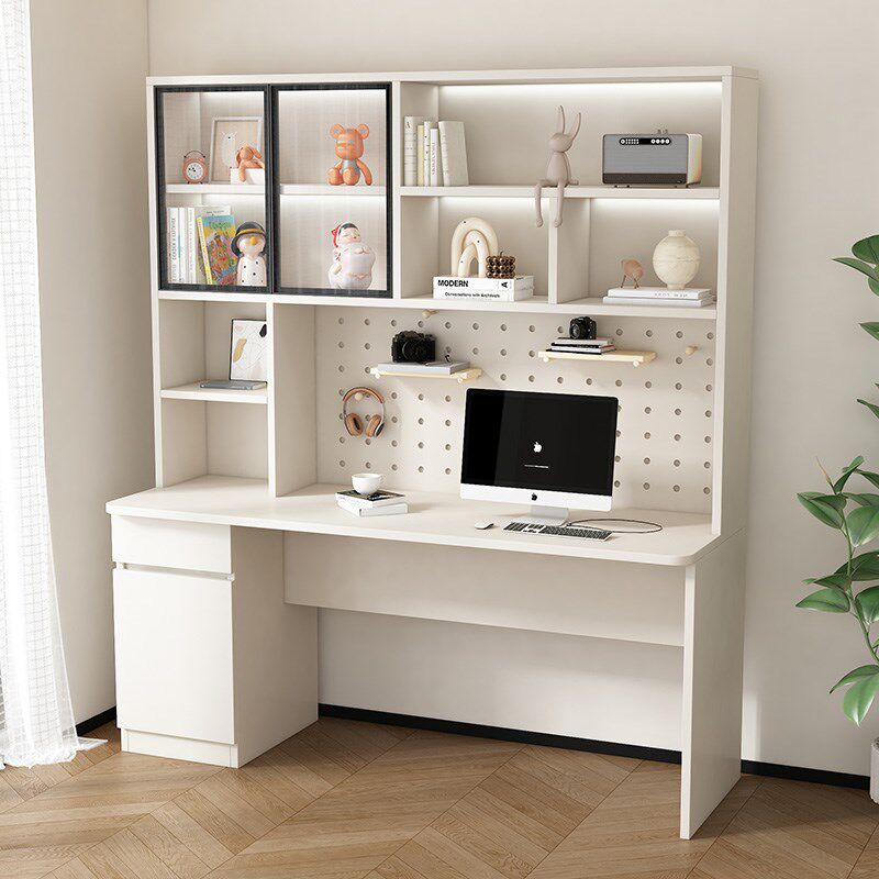 电脑桌全实木书桌卧室学生写字桌子长方形电竞桌洞洞板办公桌