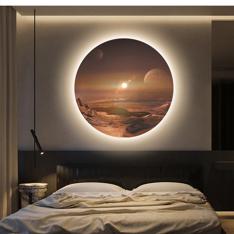 浪漫星空led灯画客厅装饰画现代简约卧J室餐厅氛围感挂画玄关壁画图片