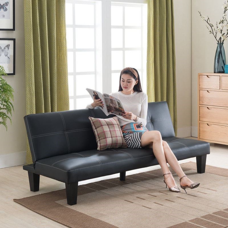 小户型客厅可折叠沙发多功能单人实木沙发床一体两用办公室家具