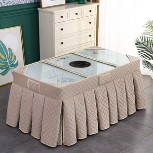 拉链新款烤火桌罩冬天长方形电炉罩加绒加厚取暖烤火罩电炉罩