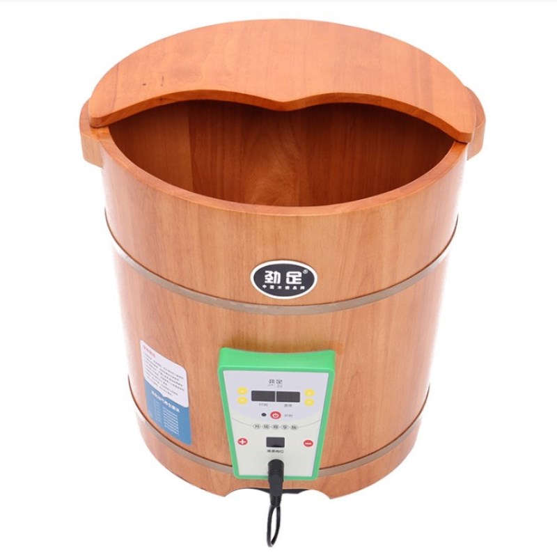 劲足橡木加热恒温泡脚木桶熏蒸桶足浴桶木质家用洗脚盆高深桶按摩