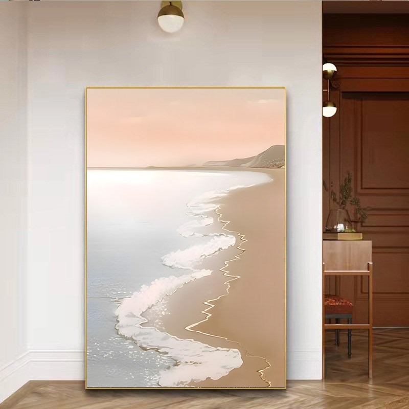 抽象沙发背景墙装饰画玄关画壁画海浪大幅落地客厅艺术挂画奶油风图片