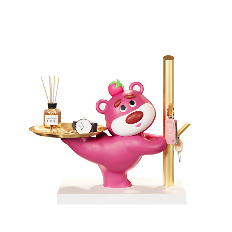 新房入户草莓熊钥匙托盘摆件进门玄关装饰品乔迁新居礼品送朋友