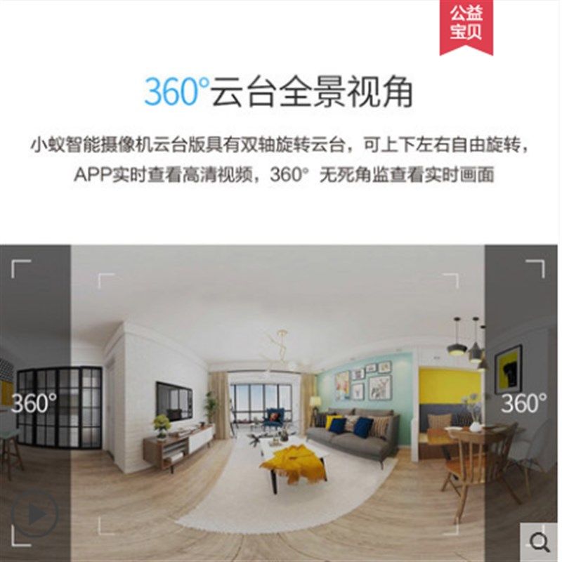 小蚁智能摄像云台夜视全景度旋转摄像头