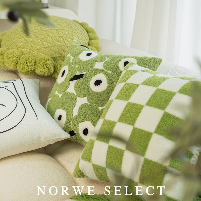 抱枕向日葵绿色小清新棋盘格枕田园风客厅沙发靠枕飘窗床头靠垫