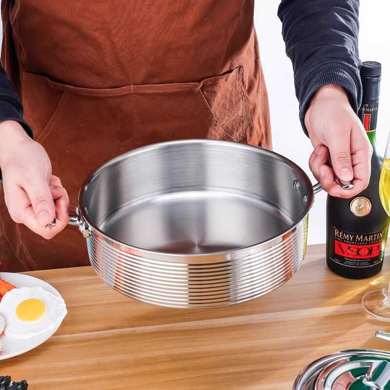 304食品级不锈钢汤锅加厚加高火锅平底干锅家商用燃气电磁炉中煌