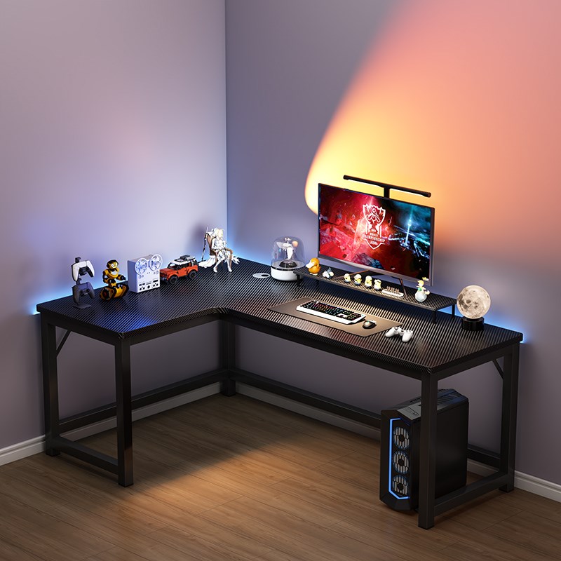 转角电竞桌电脑桌台式家用L型书桌洞洞板书架卧室拐角桌子办公桌