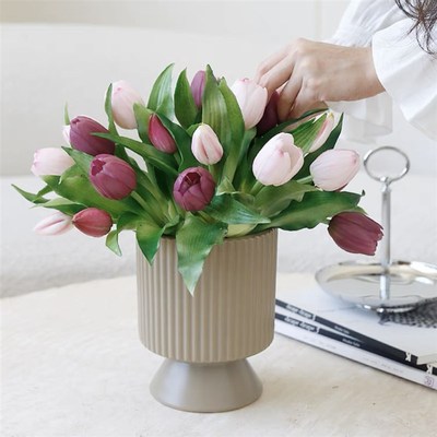 无缺 高档仿真手感郁金香假插摆设客厅桌面装饰拍照束