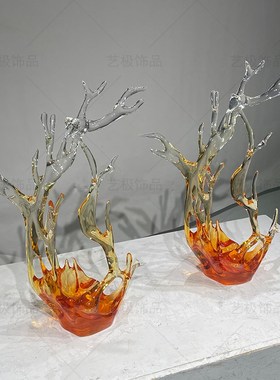 样板房玄关客厅招财摆件酒店KTV会所树脂水花雕塑售楼处浪花