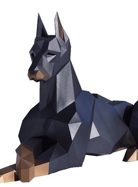 厘米长 卧立杜宾犬现代创意纸模立体家居装饰落地大型动物