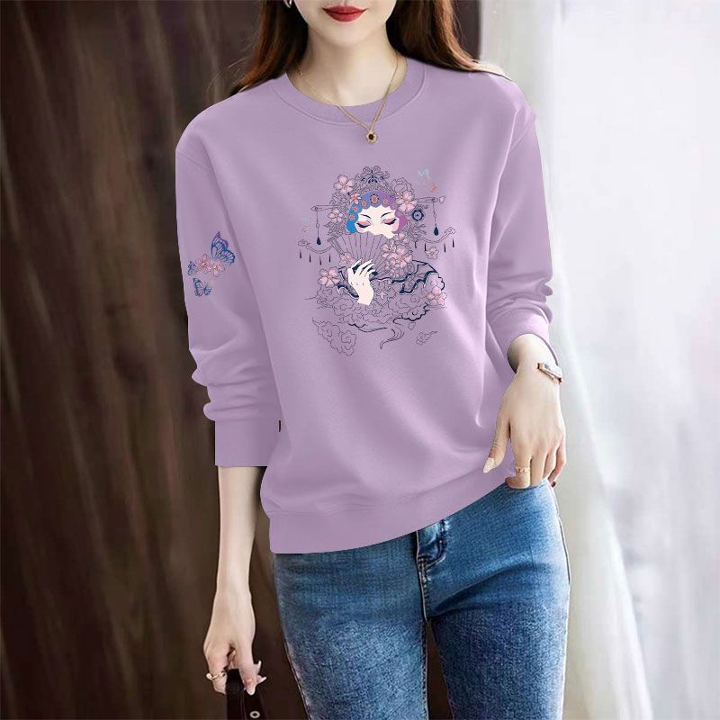 纯棉圆领长袖卫衣女秋冬新款