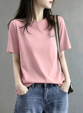 夏季纯棉短袖女士T恤遮肉宽松