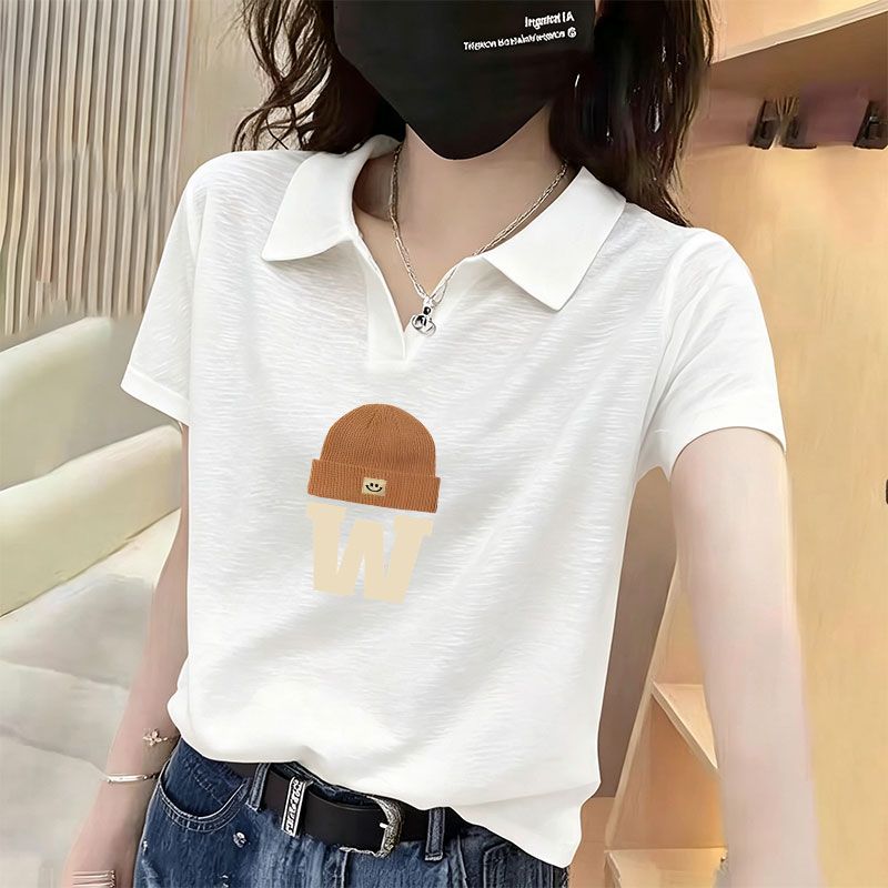 夏季纯棉POLO领短袖T恤女减龄