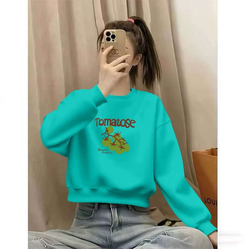 纯棉长袖卫衣女圆领秋冬新款