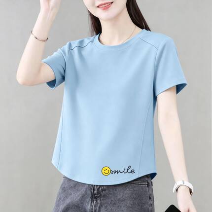 纯棉短袖潮流T恤女夏装新款洋气气质百搭圆领时尚韩版体恤上衣ins