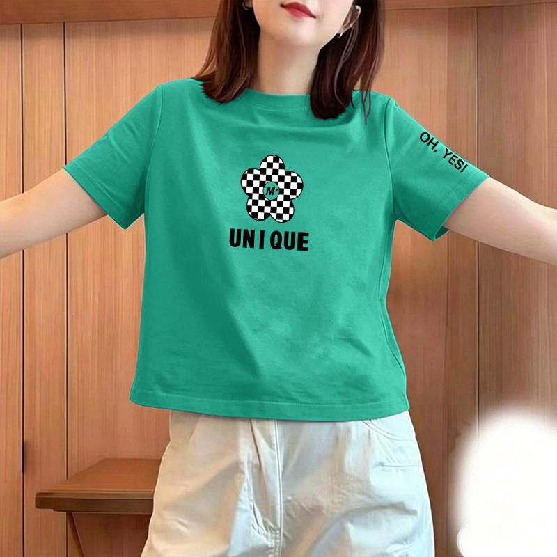 夏季纯棉短袖宽松减龄T恤女