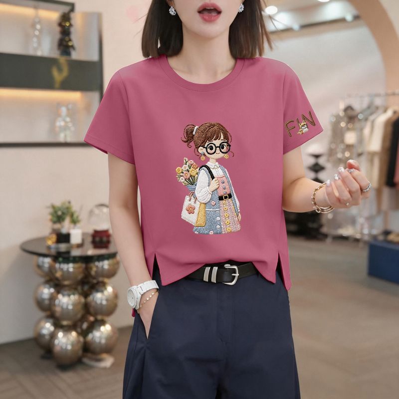 夏季纯棉大码宽松短袖T恤女