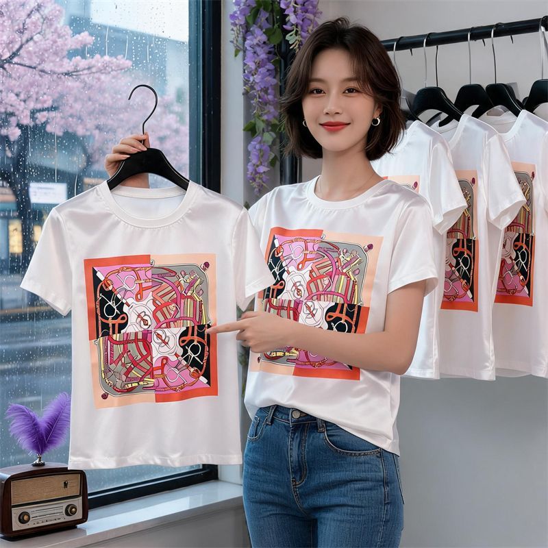 夏季宽松显瘦印花短袖T恤女