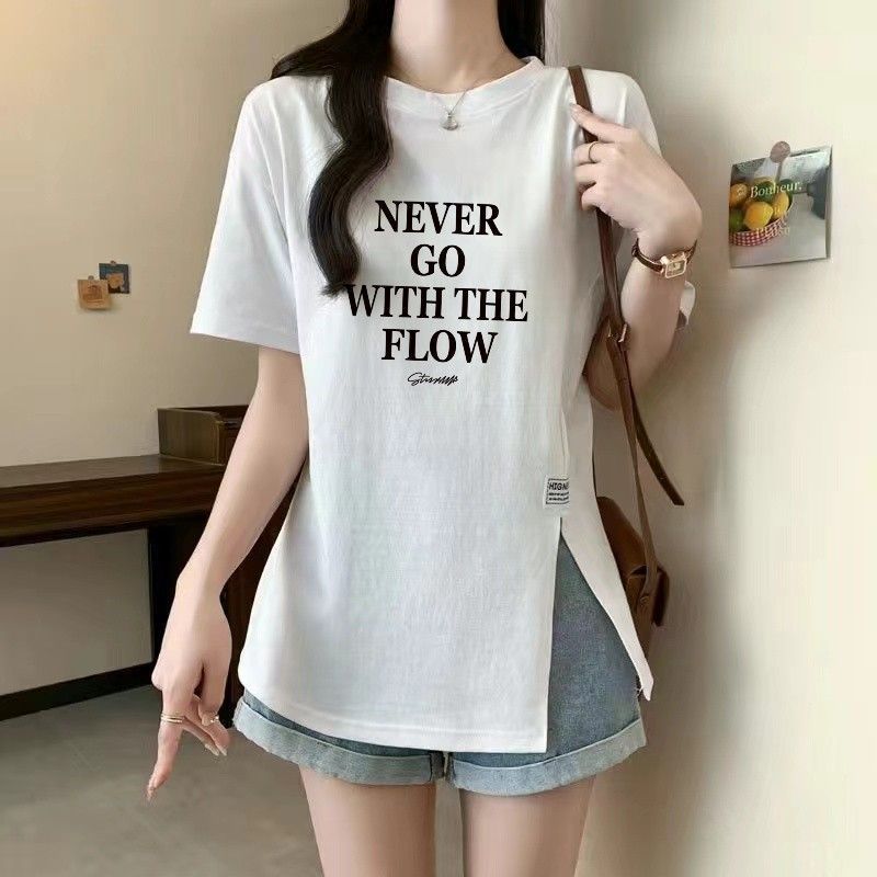 纯棉短袖大码T恤女休闲