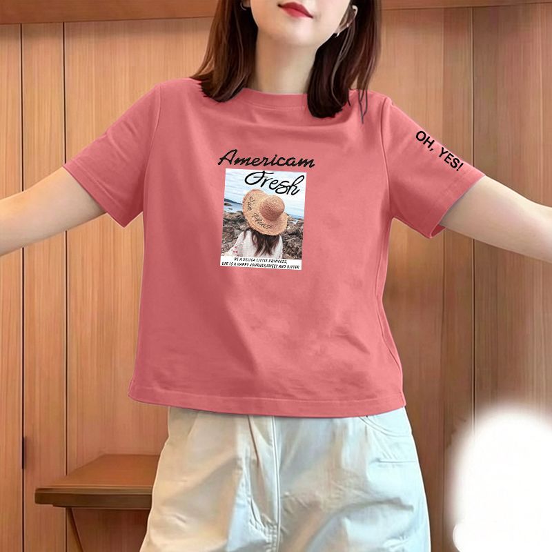 夏季纯棉大码显瘦遮肉短袖T恤女