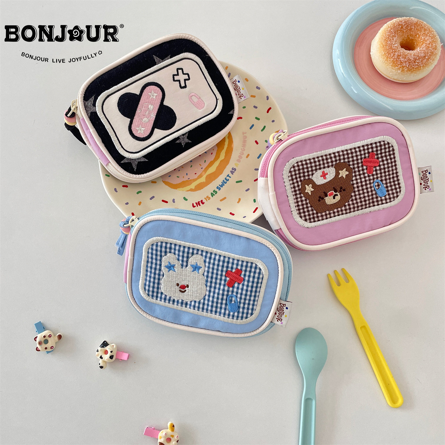 BONJOUR 原创随身口红包小化妆品收纳包数据线耳机收纳包零钱包