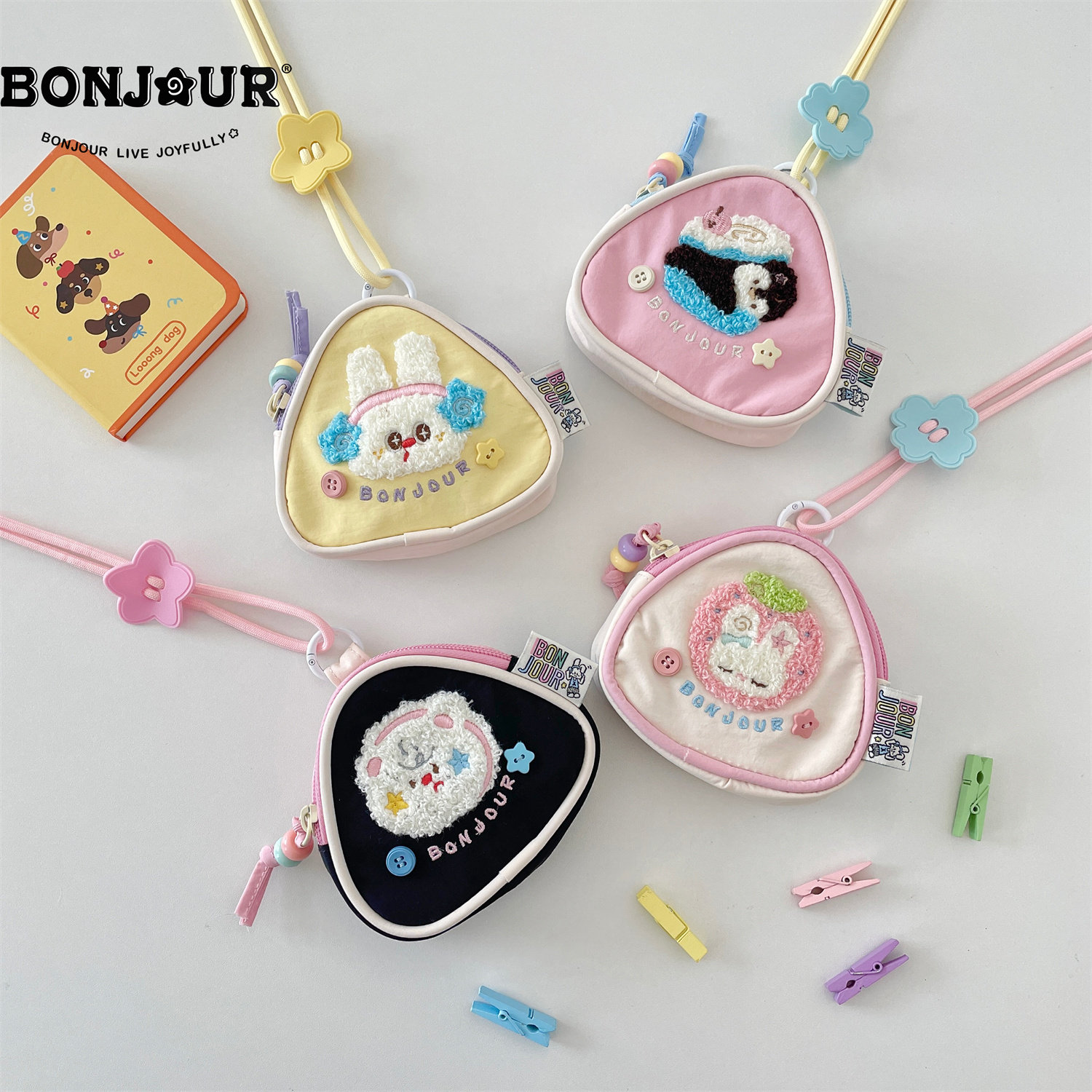 BONJOUR 原创可拆卸挂绳卡包可爱收纳包女生迷你耳机包零钱证件包