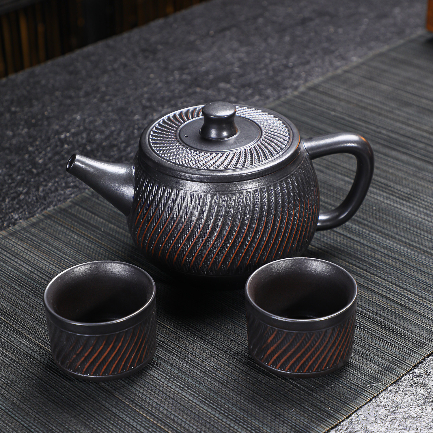 手工紫陶大口汉瓦壶400ml