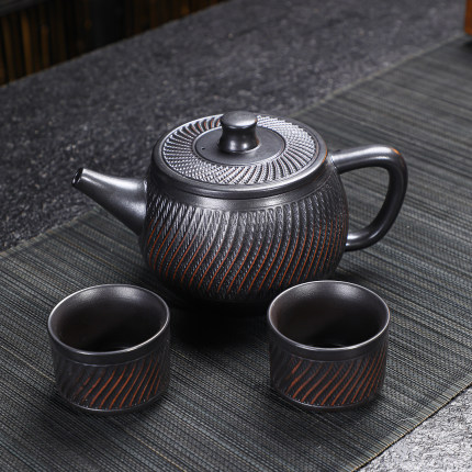 大口汉瓦壶紫陶跳刀壶单壶凤鸣泡茶壶大容量400毫升家用功夫茶具