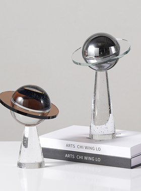 现代简约创意水晶飞碟摆件软装搭配办公室客厅装饰柜样板间工艺品