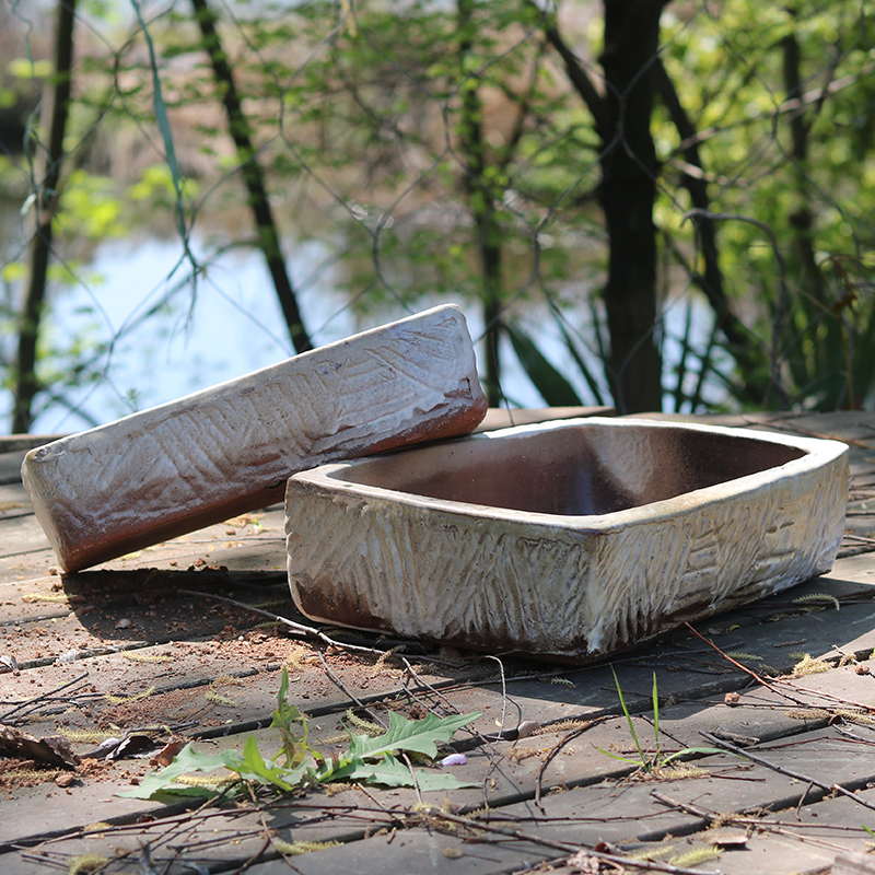 古法斗鱼缸红陶土烧制挂釉乌龟睡莲荷花水培小型造景客厅陶瓷花盆