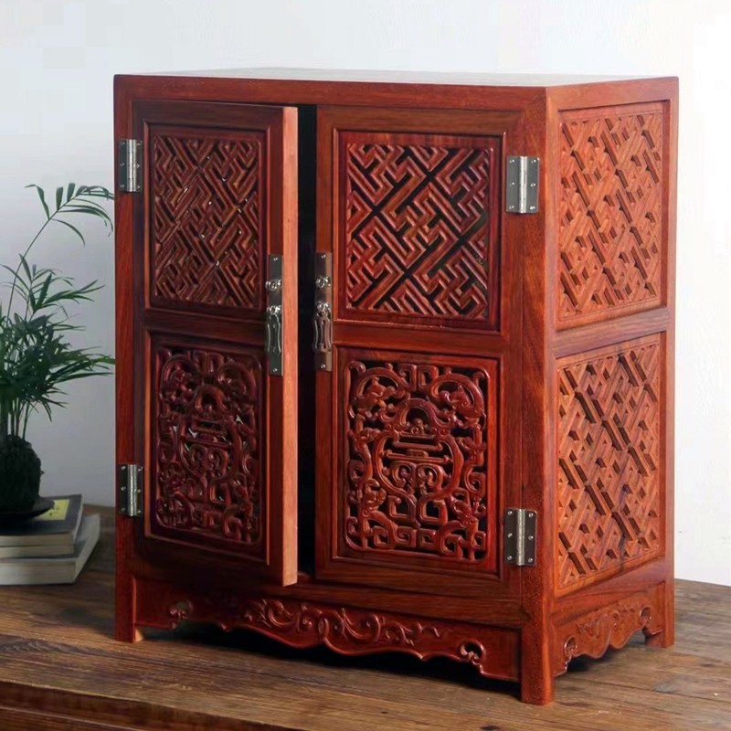 万历柜花梨木中式复古玲珑柜子收纳箱玄关柜储物柜书柜木制茶边柜