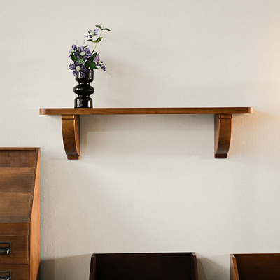 闻森家居简约实木复古客厅家具一字隔板墙面装饰收纳置物陈列书架