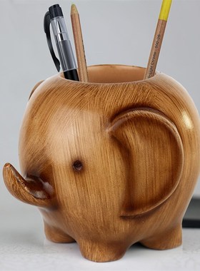 大象笔筒桌面收纳摆件创意时尚可爱办公桌个性中式书房装饰送老师