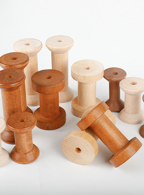 厂家直供简约现代木质挂壁摆件手工DIY复古绕线轴原木色客厅decor