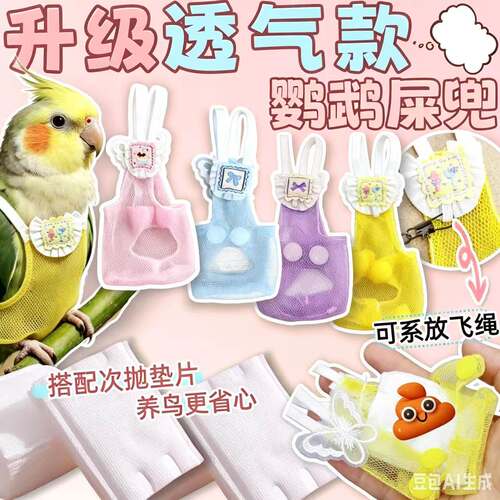 夏季透气网纱防漏尿鹦鹉飞行服